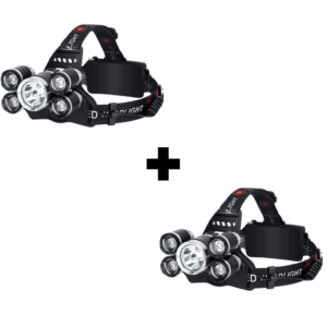 PACHET PROMO 1+1 Lanterna de Cap cu 5 LED-uri , 30W , 8000 Lumeni cu ZOOM