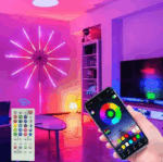Banda artificii LED,Bluetooth/USB, Control prin telecomanda/telefon, RGB, Sincronizare audio, Multicolor