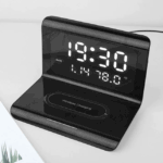 Ceas digital led cu alarma cu incarcator Incarcare Rapida Wireless 7.5W-10W  si lampa veghe