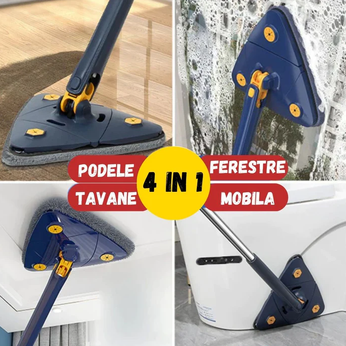 Mop cu cap triunghiular, reglabil, rotire 360 grade cu 3 lavete incluse - imagine 4