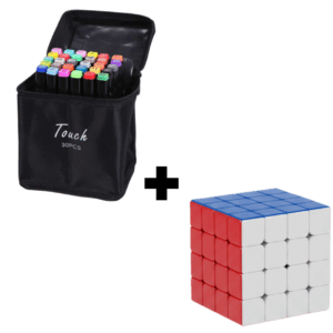 Pachet Promotional |  Set 30 Markere cu 2 Capete + Cub Rubik 4x4x4 MoYu Mei-long