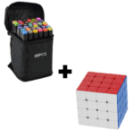 Pachet Promotional | Set 36 Markere cu 2 Capete + Cub Rubik 4x4x4 MoYu Mei-long
