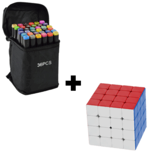 Pachet Promotional | Set 36 Markere cu 2 Capete + Cub Rubik 4x4x4 MoYu Mei-long