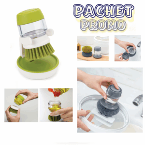 1+1 Burete de vase cu dozator + Perie de vase cu recipient pentru detergent