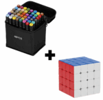 Pachet Promotional | Set 48 Markere cu 2 Capete  + Cub Rubik 4x4x4 MoYu Mei-long