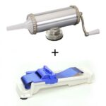 Aparat de umplut carnati, Orizontal, Inox, Capacitate 1.5 kg, 3 Palnii Incluse + aparat de rulat sarmale GRATUIT Smartmall