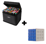 Pachet Promotional | Set 60 Markere cu 2 Capete + Cub Rubik 4x4x4 MoYu Mei-long