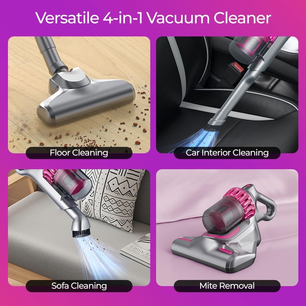 Aspirator Multifuncțional Pentru Îndepărtarea Bacteriilor, 4 în 1, Fără Fir, Canapea, Saltea, Banchetă Mașinii - imagine 3