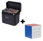 Pachet Promotional | Set 80 Markere cu 2 Capete + Cub Rubik 4x4x4 MoYu Mei-long