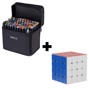 Pachet Promotional | Set 80 Markere cu 2 Capete + Cub Rubik 4x4x4 MoYu Mei-long