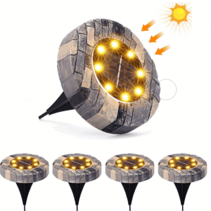 Set 4 lampi solare cu 4 LED si senzor de lumina cu fixare in sol