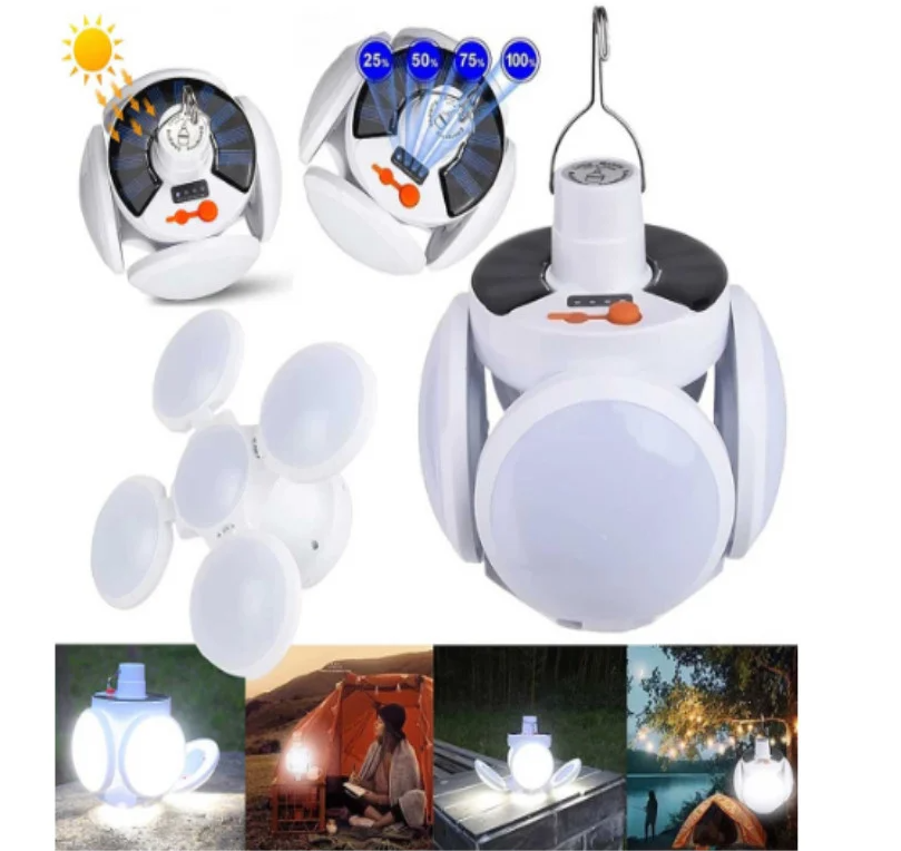 Lampa Solara Pliabila, 5 Moduri iluminare, Impermeabila, Alba, prindere cu Carlig - imagine 5