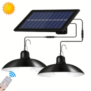 Set 2 Lampi solare suspendate cu abajur, lumina alba, telecomanda inclusa