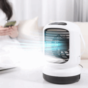 Răcitor de aer portabil, cu lumina led, 6 viteze si alimentare USB, functie umidificare