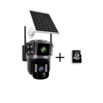 Camera Supraveghere cu Panou Solar, UltraHD, 360, Conexiune 4G,  Night Vision, Detectie Umana, Acoperire totală + Card Memorie Cadou
