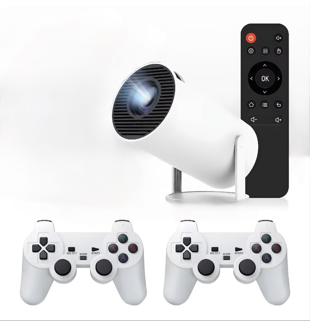 Videoproiector Portabil, Pro Smart Home Cinema 4K, WiFi, BT, Ecran 130", Corectie Trapez, Alb, Compatibil cu Telefon, PC, Laptop, PS5, Xbox