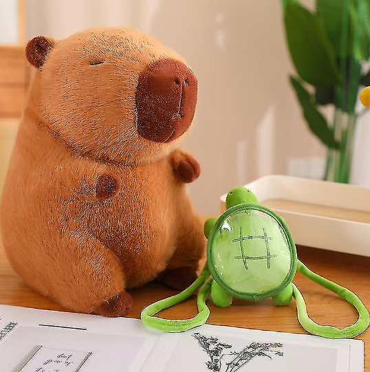 Jucarie de plus, Capybara cu rucsac testoasa, Maro, 25/35/45 CM - imagine 2