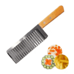 1 + 1 GRATIS - Feliator ondulat cu lama din inox si maner din lemn pentru feliat cascaval, cartofi si legume