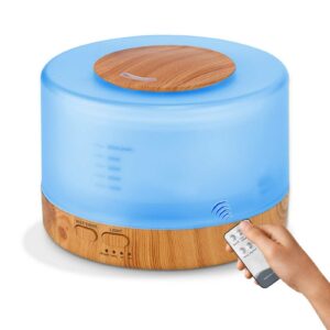 Difuzor Aromaterapie/Umidificator cu ultrasunete cu telecomanda, capacitate 500ml, LED 7 culori Smartmall