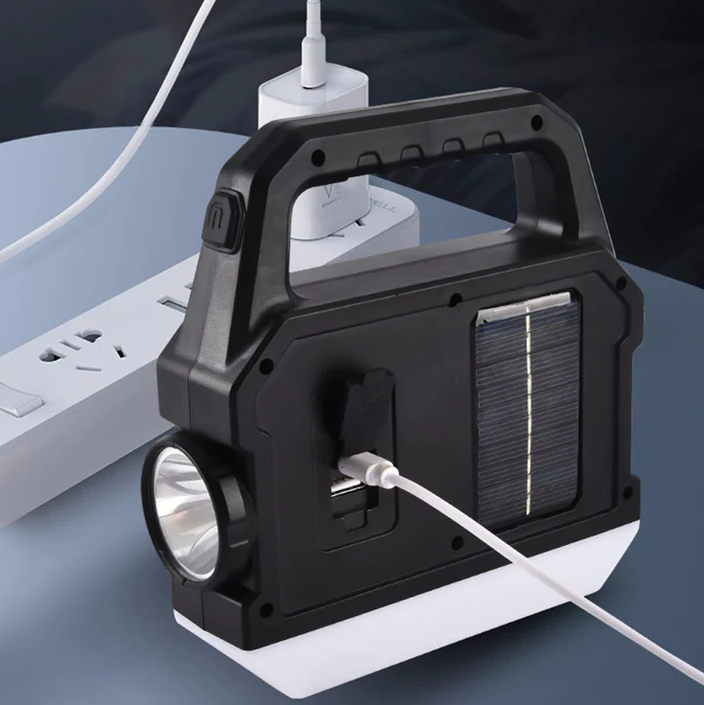 Proiector portabil cu Lanterna, Incarcare solara cat si de la priza - imagine 3