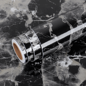 Folie imitatie marmura autoadeziva pentru bucatarie, baie, 60 x 300 cm, culoare negru Smartmall