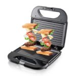 Sandwich maker tip grill, 750W, placi antiaderente, indicator luminos, incalzire pe ambele parti,  negru, R.261