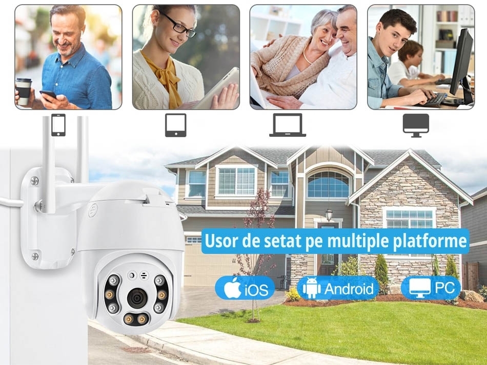 Camera de supraveghere PTZ 2MP, Wireless, Antene Duale, Cu iluminare LED si IR, Control Miscare Vertical + Orizontal, Detectarea Miscarii - imagine 12