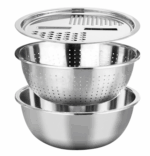 Bol din inox cu strecuratoare si razatoare