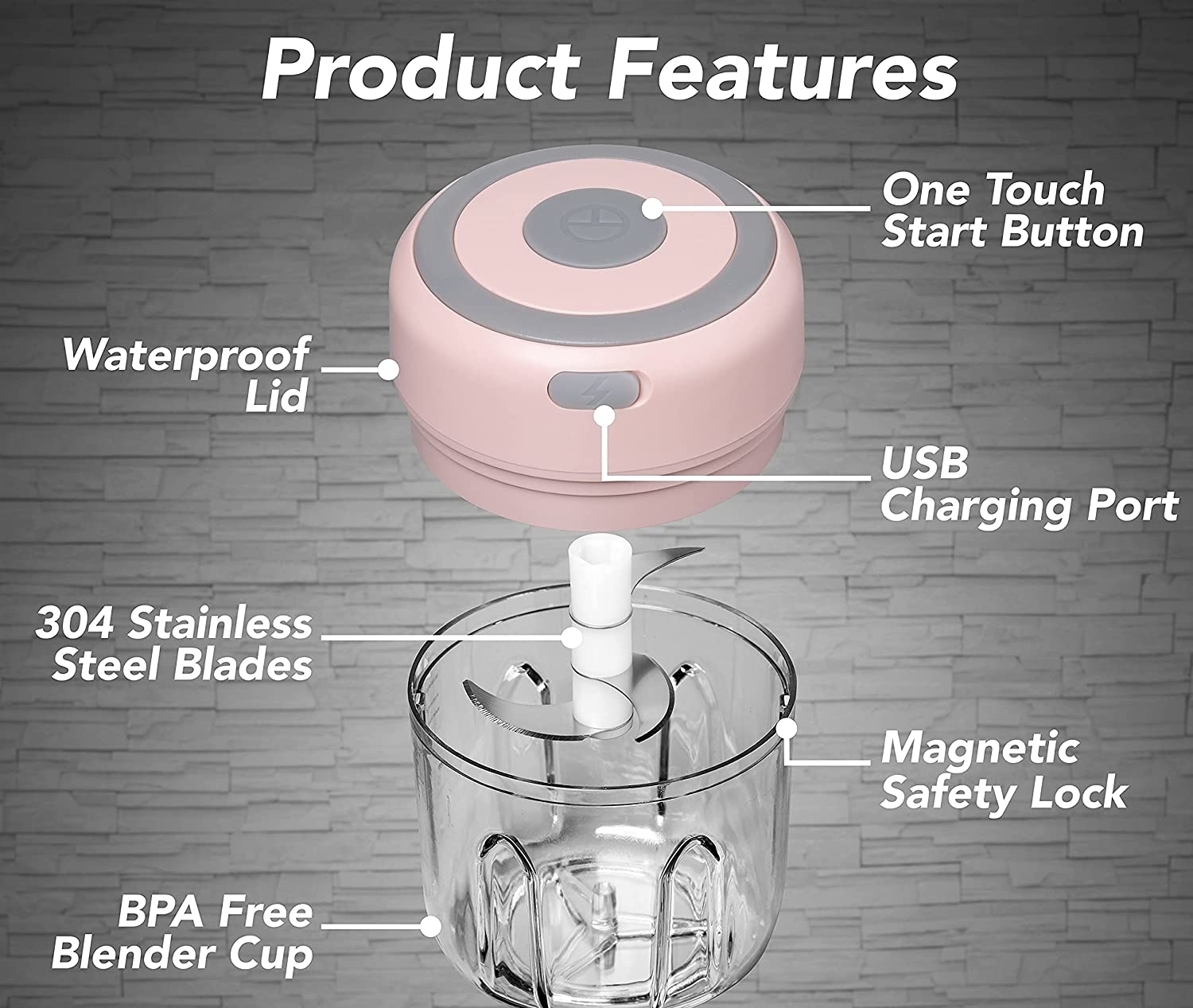1 + 1 PROMO - Mini blender electric, tocator pentru usturoi, legume - imagine 7