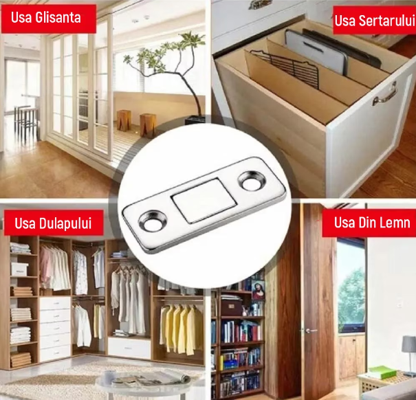 Set de 8 inchizatoare magnetice, cu 32 suruburi, pentru usa, dulap - imagine 5