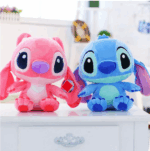 1 + 1 PROMO - Jucarie de Plus - Stitch si Angel, Personajele Din Lilo Si Stitch, Albastru/Roz, 35  cm