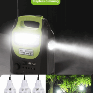 Kit solar portabil GD-8071 Plus, USB, 3 becuri, lanterna LED