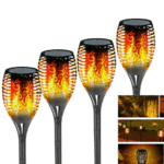 Set 4 x Lampa solara tip torta cu efect flacara, 12 LED-uri,