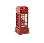 Lumânare ornamentală sub formă de felinar cu candele, tip cabina telefonica, rosu