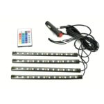 Pachet Promo: Set 2 x Lumina Ambientala auto Kit interior decorativ, 4 benzi autoadezive, LED RGB cu telecomanda Wireless  Smartmall