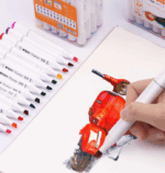 Set 48 markere pentru colorat cu 2 capete, Art Marker, Varf dublu, Cutie de transport
