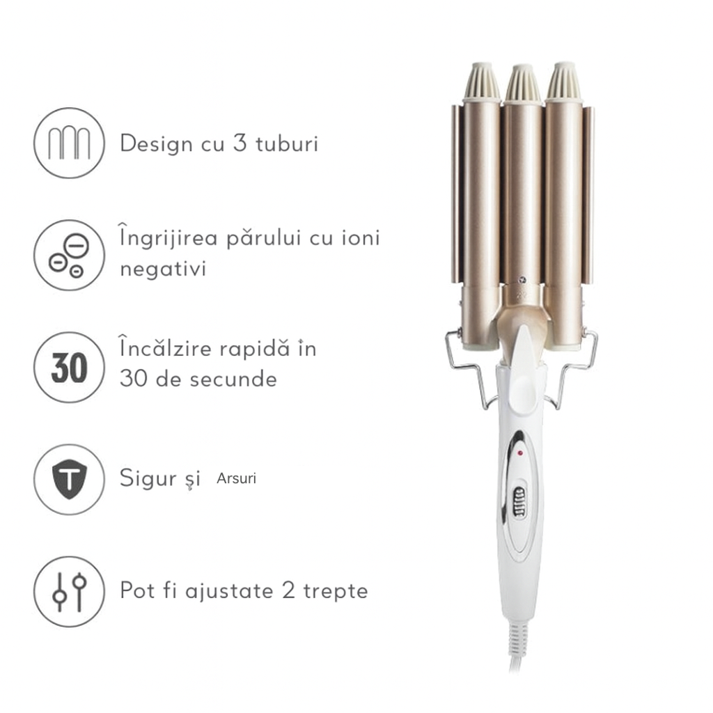 Ondulator de par, cu 3 tuburi Smartmall - imagine 3