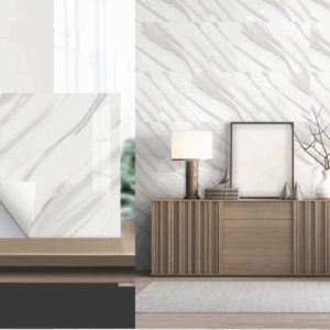 Set 10 x placi autoadezive pentru perete tip marmura, impermeabila, 60x60 cm, Alb cu Gri