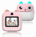 Aparat foto digital cu imprimare termica pentru copii, focalizare automata, display color de 2,4 inch 1080P Full HD