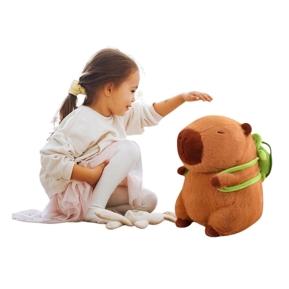 Jucarie de plus, Capybara cu rucsac testoasa, Maro, 25/35/45 CM - imagine 3