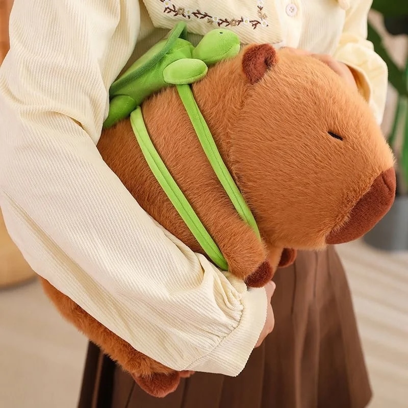Jucarie de plus, Capybara cu rucsac testoasa, Maro, 25/35/45 CM - imagine 7