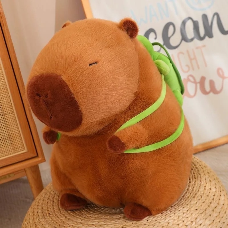 Jucarie de plus, Capybara cu rucsac testoasa, Maro, 25/35/45 CM - imagine 8