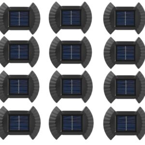 Pachet Promo: 12 lampi solare de perete cu lumina bidirectionala, 2 Led, lumina calda