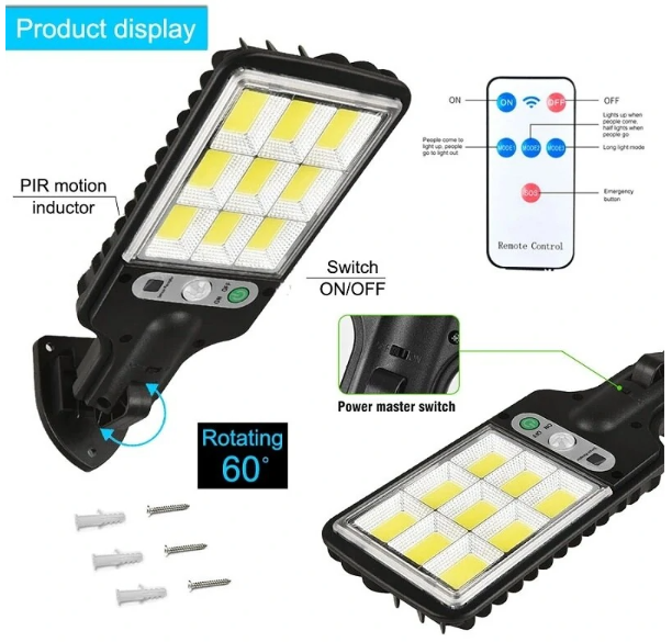 Lampa solara pentru gradina LED,3 moduri de luminare ,impermeabila cu senzor de miscare - imagine 5