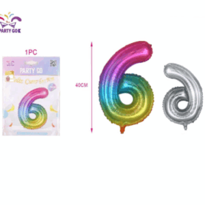 Balon aluminium,cifra sase,multicolor,40cm,FB0825