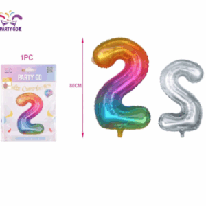 Balon aluminiu,cifra doi,multicolor,80cm,FB0896