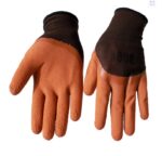 Manusi de lucru, tricot + latex, marime universala, maro inchis-maro deschis Smartmall