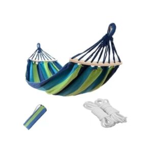 Hamac dublu din bumbac, cu bara de lemn, 200 x 160cm, Smartmall