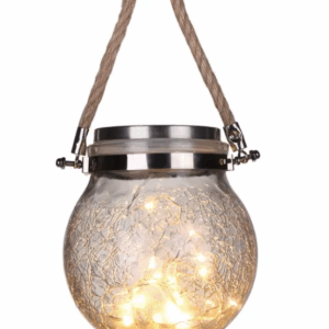 Lampa solara tip borcan pentru gradina, lumina calda.