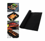 Set 2 Folii antiaderente din teflon pentru gratar, BBQ Grill Matt, negru